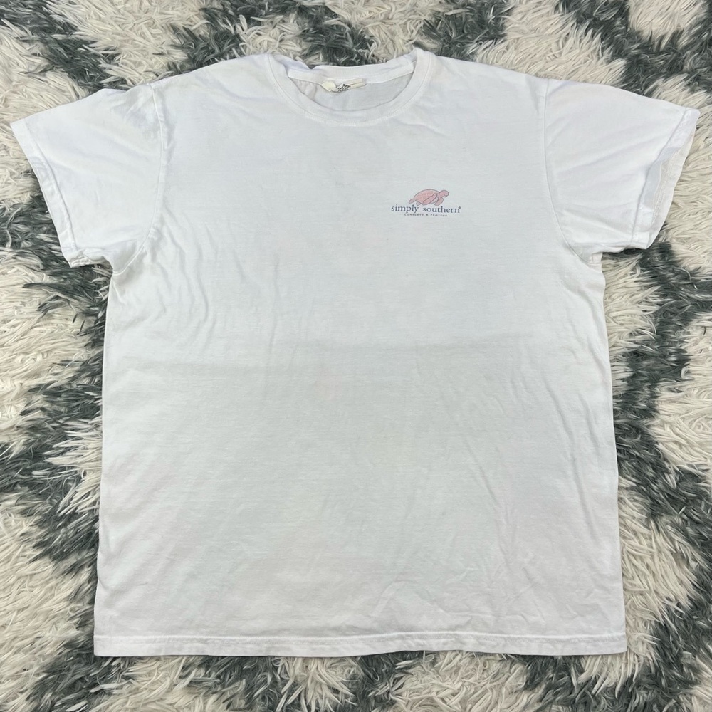 Simply Southern Women's White Floral T-shirt Size Medium